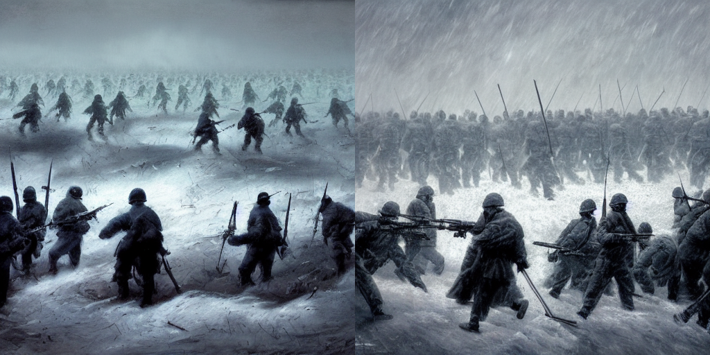 millions of soldiers fighting a war in a snowstorm